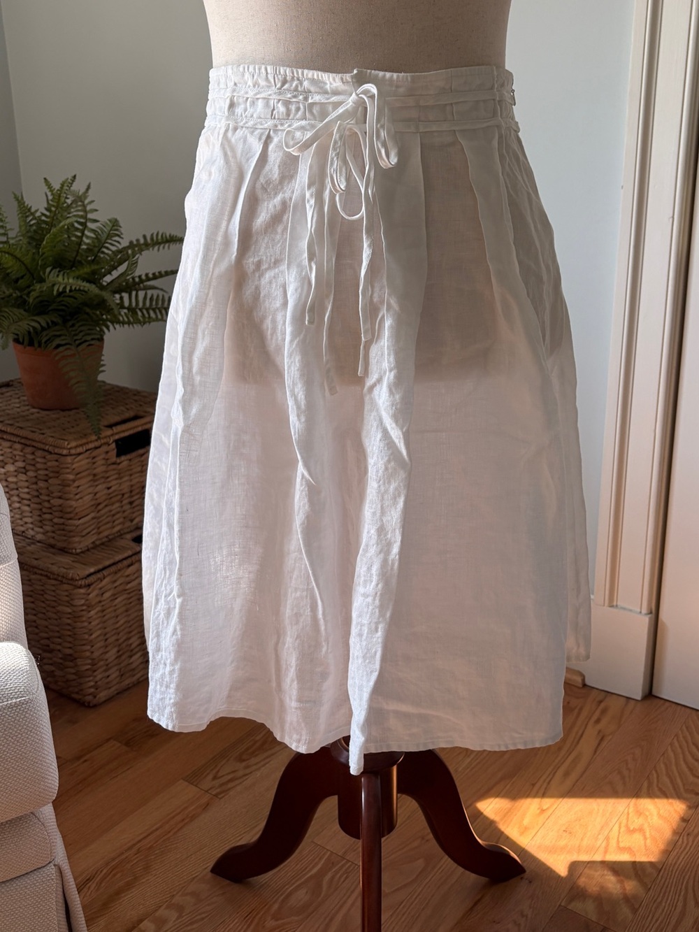 Island Company White Linen Tie-Waist Skirt